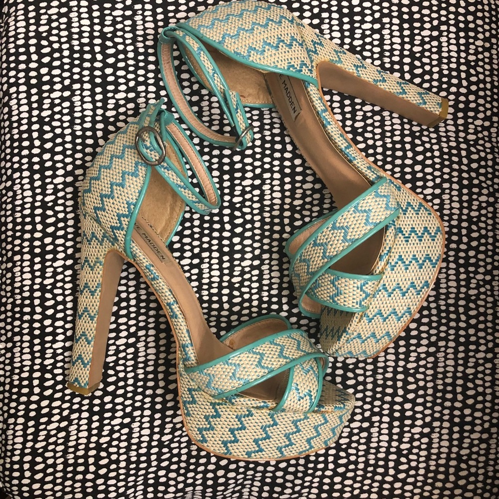 Steve Madden P-Rada Turquoise Platform Heels
